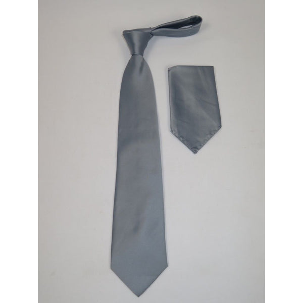 Men's Tie and Hankie Set by J.Valintin Collection #Pro2 Solid Gray