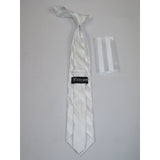 Men's Stacy Adams Tie and Hankie Set Woven Design #St34 White
