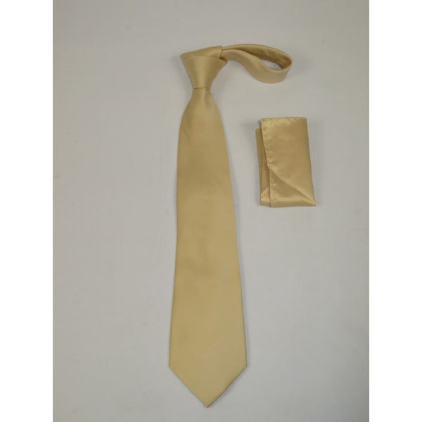 Men's Tie and Hankie Set by J.Valintin Collection #Pro4 Solid Beige