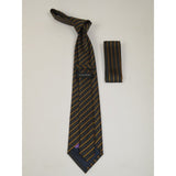 Men's 100% Silk Woven Tie Hankie Set J.Valintin Collection J15 Black Gold