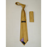 Men's 100% Silk Woven Tie Hankie Set J.Valintin Private Collection J10 Gold