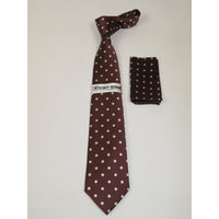 Men's Stacy Adams Tie and Hankie Set Woven Silky Fabric #Stacy6 Brown