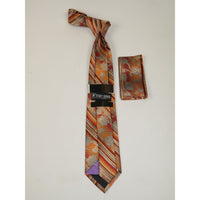 Men's Stacy Adams Tie and Hankie Set Woven Silky Fabric #Stacy56 Cognac