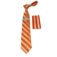 Mens Satin Tie Hankie set Stacy Adams Shadow Stripe Fashion Formal St103 Orange