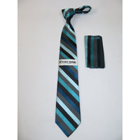 Men's Stacy Adams Tie and Hankie Set Woven Silky Fabric #Stacy48 Teal