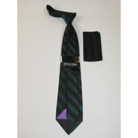 Men's Stacy Adams Tie and Hankie Set Woven Silky Fabric #Stacy52 Green Stripe