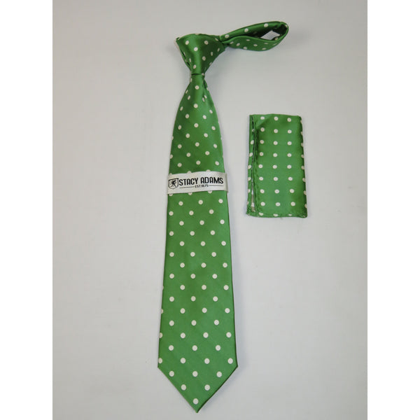 Men's Stacy Adams Tie and Hankie Set Woven Silky Fabric #Stacy13 Green