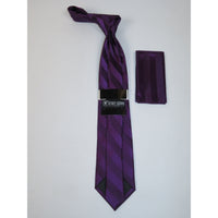 Men's Stacy Adams Tie and Hankie Set Woven Silky Fabric #St44 Plum Purple