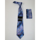 Men's Stacy Adams Tie and Hankie Set Woven Silky #Stacy88 Blue Lilac Paisley