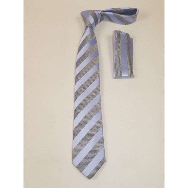 Men's Woven Tie Hankie Set J.Valintin Private Collection R54 Lilac Stripe