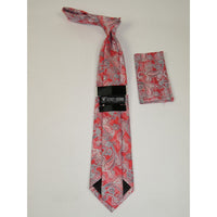 Men's Stacy Adams Tie and Hankie Set Woven Silky #St407 Red Paisley