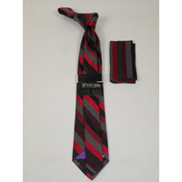 Men's Stacy Adams Tie and Hankie Set Woven Silky #Stacy43 Red Stripe