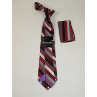 Men's Stacy Adams Tie and Hankie Set Woven Silky #Stacy39 Red Stripe