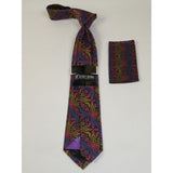 Men's Stacy Adams Tie and Hankie Set Woven Silky #Stacy94 Multi Floral