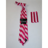 Men's Stacy Adams Tie and Hankie Set Woven Silky #St4 Fuchsia Pink