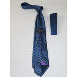 Men's 100% Silk Woven Tie Hankie Set J.Valintin Private Collection J25 Blue