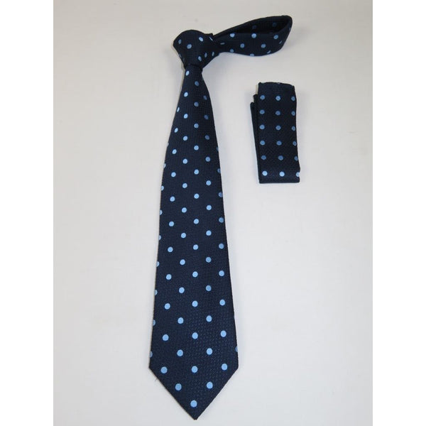 Men's Woven Tie Hankie Set J.Valintin Private Collection R48 Navy Polka Dot