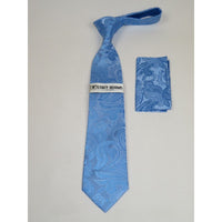 Men's Stacy Adams Tie and Hankie Set Woven Silky #Stacy17 Blue Paisley