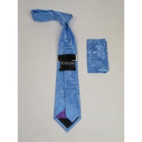 Men's Stacy Adams Tie and Hankie Set Woven Silky #Stacy17 Blue Paisley