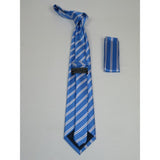 Men's Woven Tie Hankie Set J.Valintin Private Collection R53 Blue Stripe