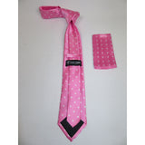 Mens  Satin Tie and Hankie set by Stacy Adams fashion Polka Dots St21 Pink