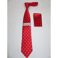 Men's Stacy Adams Tie and Hankie Set Woven Silky Fabric #St14 Red Polka