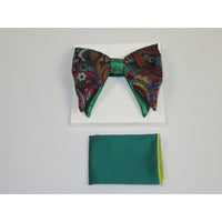 Mens Formal Bow Tie Hankie Insomnia Shiny Floral Butterfly MZS305 Green Red New