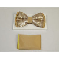 Mens Formal Bow Tie Hankie Insomnia by Manzini Floral MZE168 Champaign Sequins