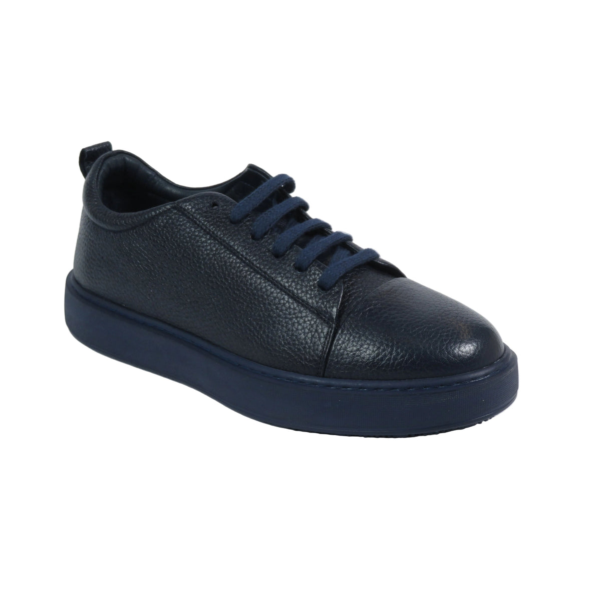 Men's Fashion Sneaker Shoes By SHENBINS Soft Deer Leather Hand Made in Turkey 0168 Navy Blue
