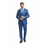 Men's Fabio Matteo Turkish Suit Super 160's Italian Wool FB222 #15 Blue Stripe