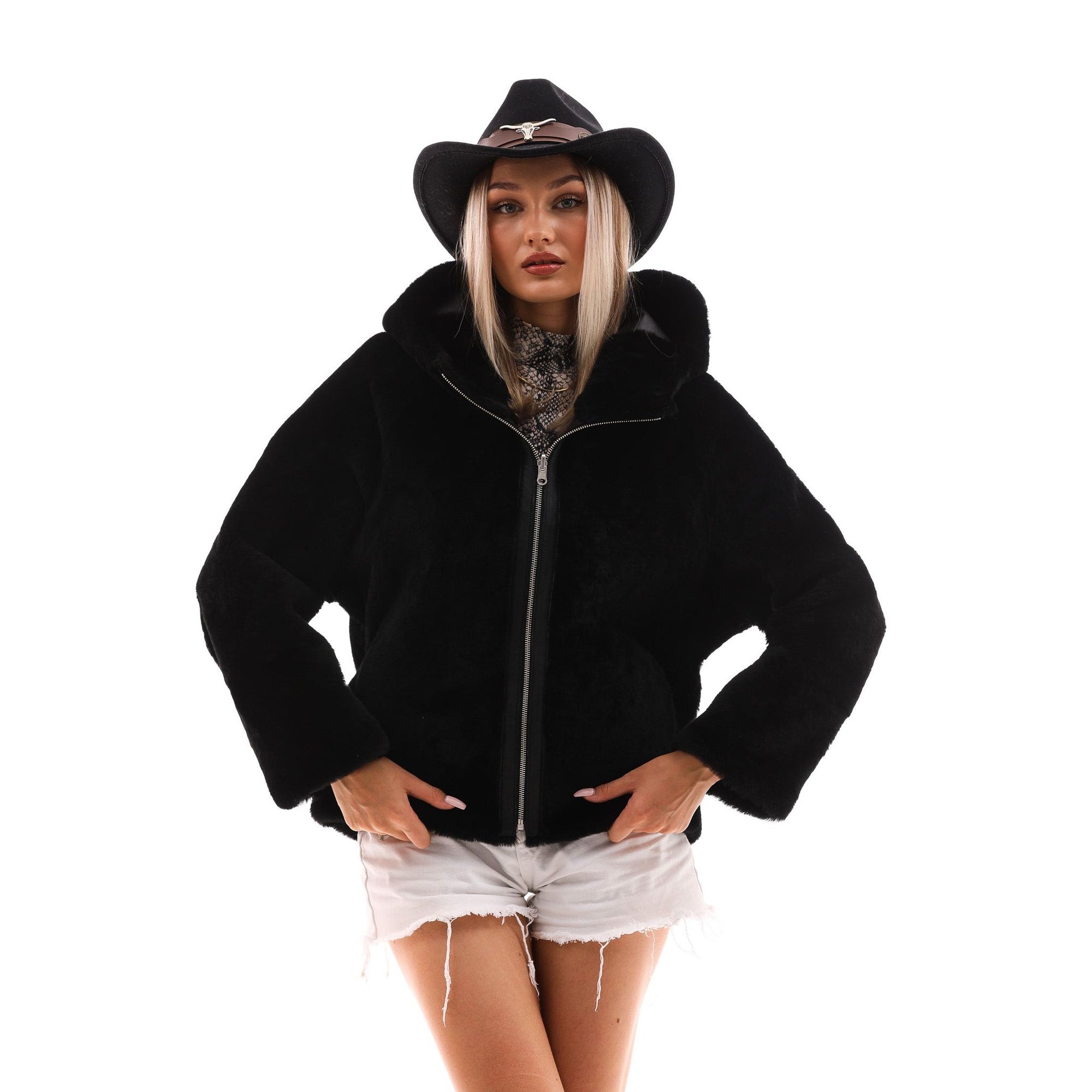 The Noxara Reversible Black Women Leather Jacket