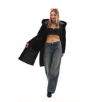 The VESARA Reversible Shearling Women Leather Coat Jet Black