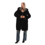 The VESARA Reversible Shearling Women Leather Coat Jet Black