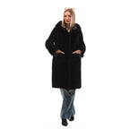 The VESARA Reversible Shearling Women Leather Coat Jet Black