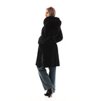 The VESARA Reversible Shearling Women Leather Coat Jet Black