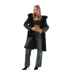 The VESARA Reversible Shearling Women Leather Coat Jet Black