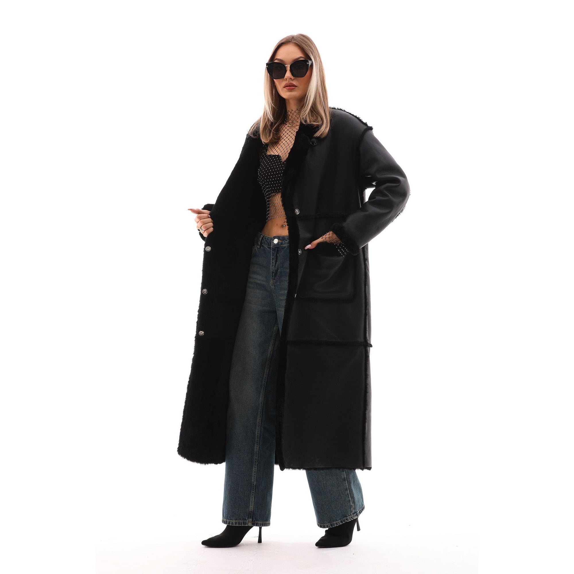 The Virelli Reversible Leather Women Jacket Black