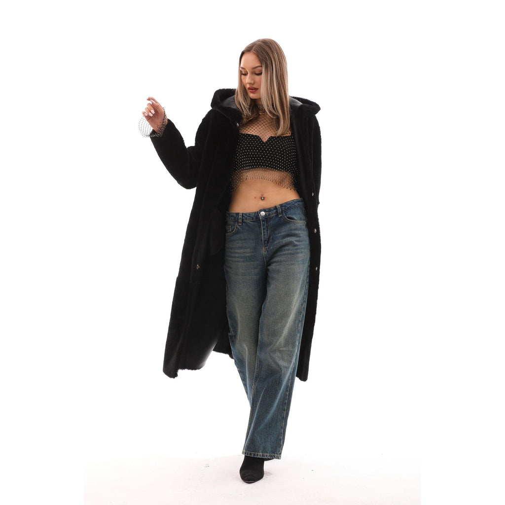 The Virella Reversible Hooded Shearling Leather Jacket