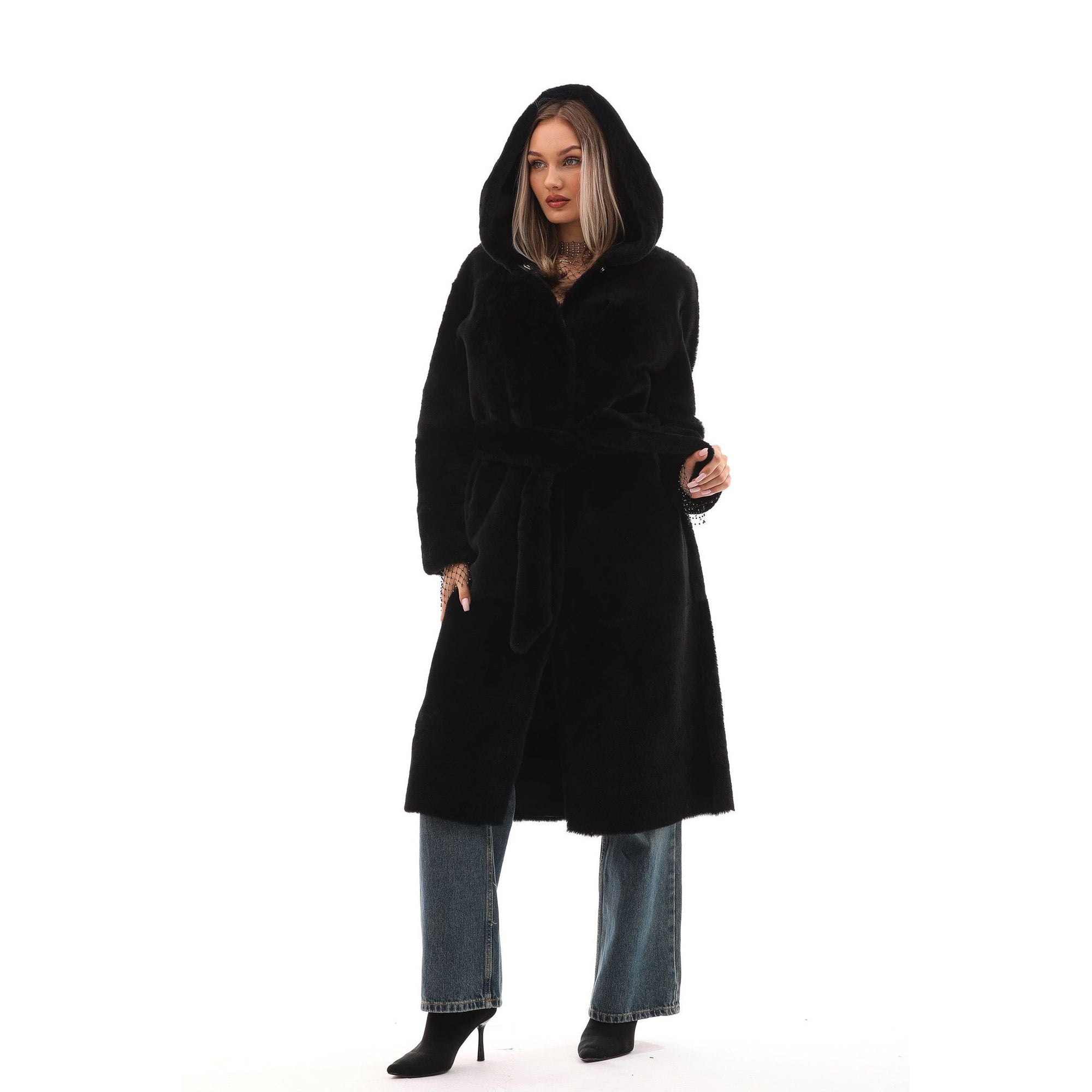 The Virella Reversible Hooded Shearling Leather Jacket