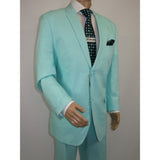 Men's Linen Suit By Vitali L3445 Seafoam Blue Green 48Long