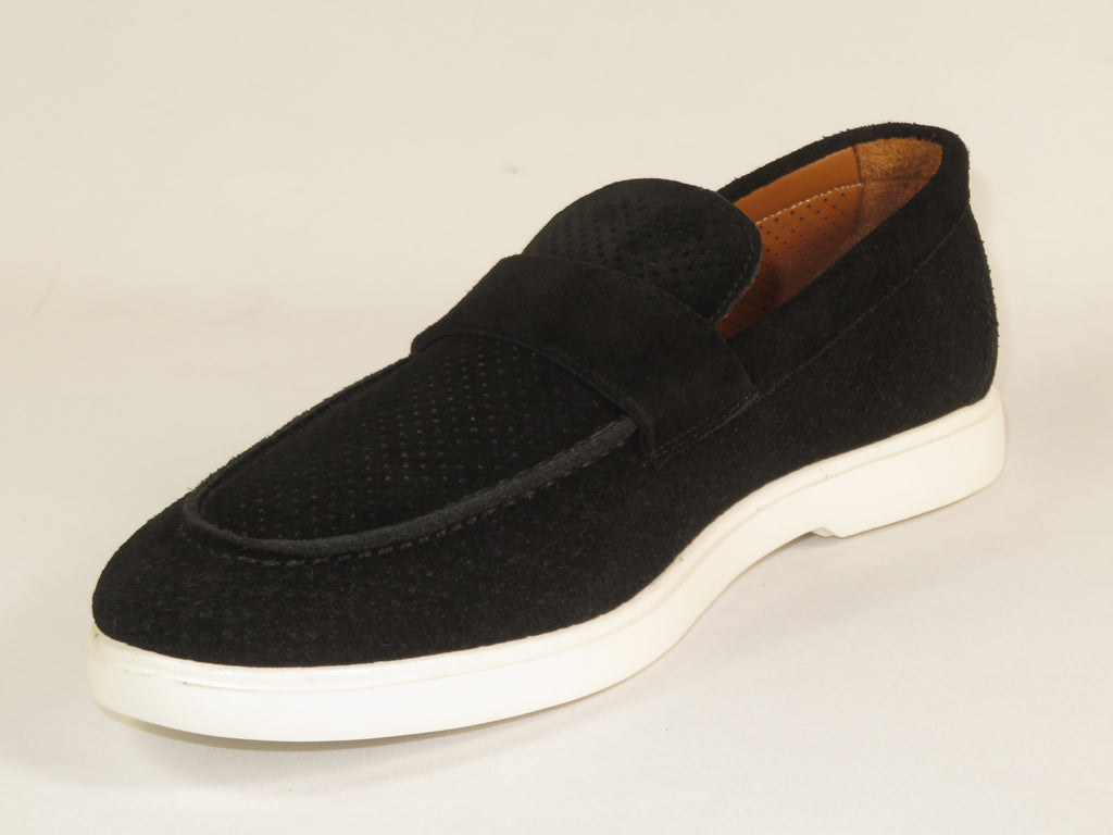 Men's Slip On Shoes By SHENBINS Soft Suede Leather Hand Made in Turkey 0870 Black