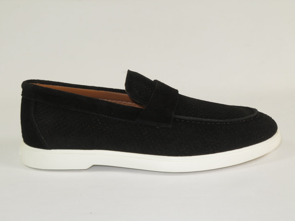 Men's Slip On Shoes By SHENBINS Soft Suede Leather Hand Made in Turkey 0870 Black