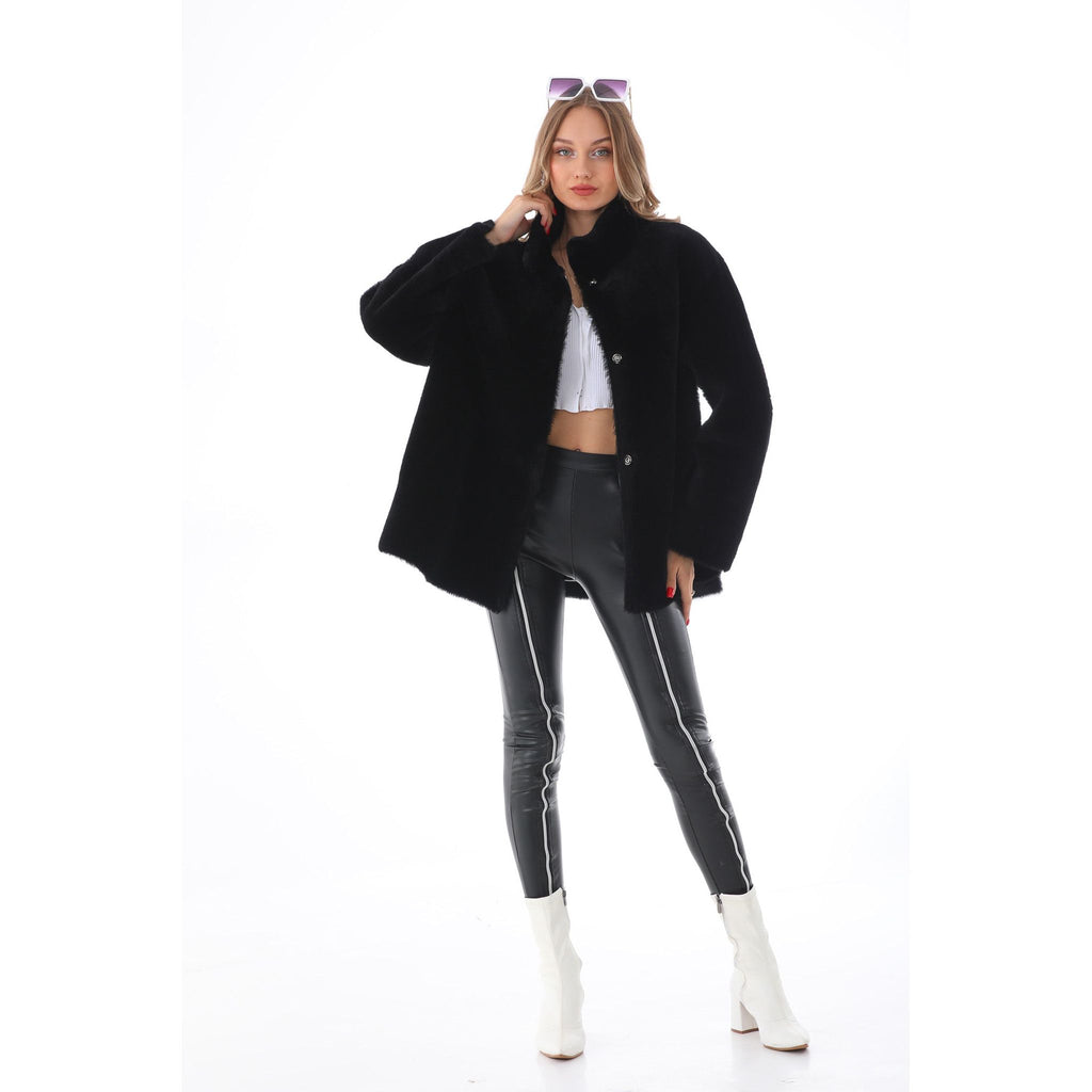 The Luxera Reversible Black Shearling Women Leather Jacket
