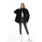The Luxera Reversible Black Shearling Women Leather Jacket