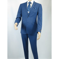 Men's Renoir Wool Blend Slim Fit 2pc Suit Sharkskin Texture 557-1 Blue