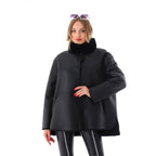 The Luxera Reversible Black Shearling Women Leather Jacket