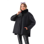The Luxera Reversible Black Shearling Women Leather Jacket