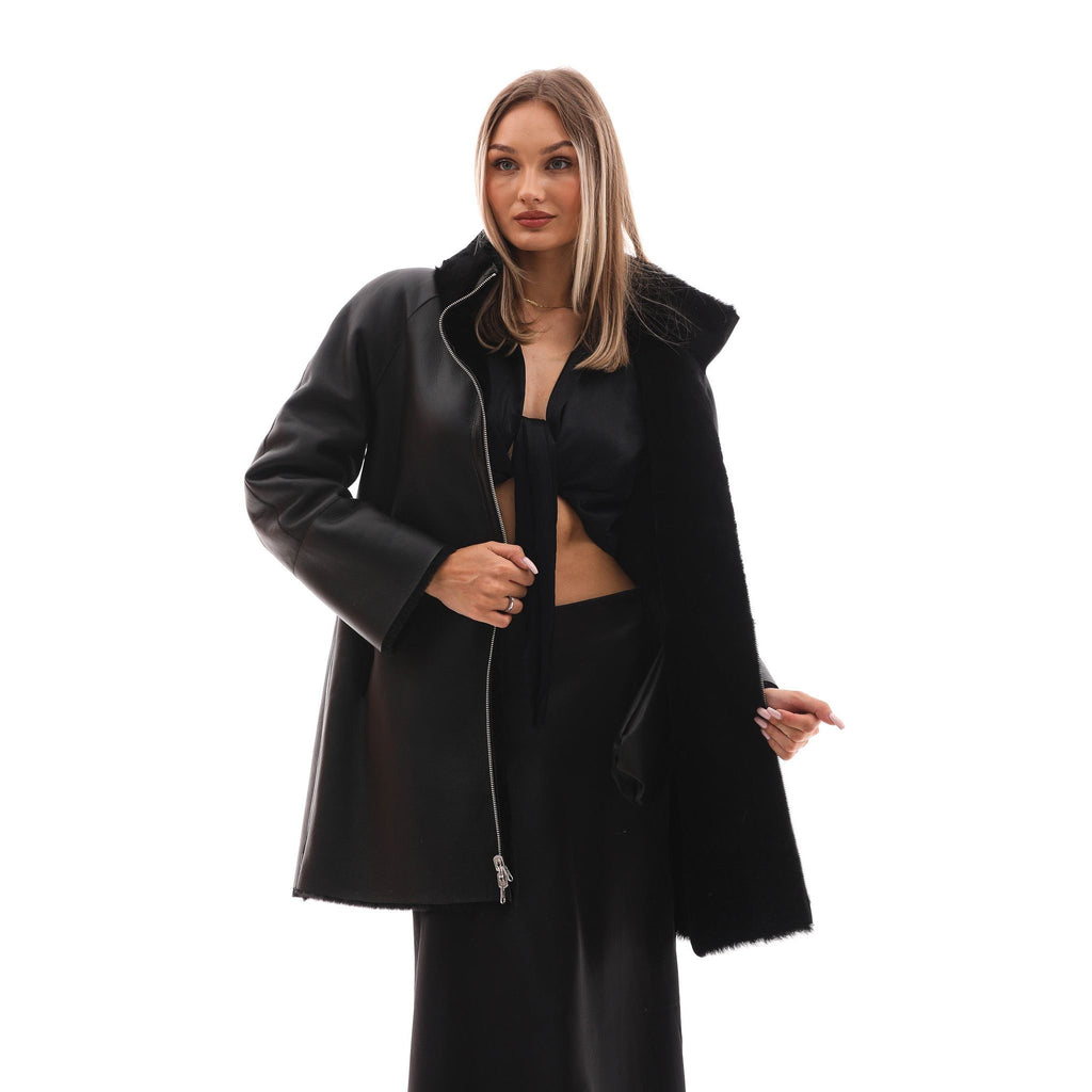 The Nyra Reversible Shearling Women Leather Jacket