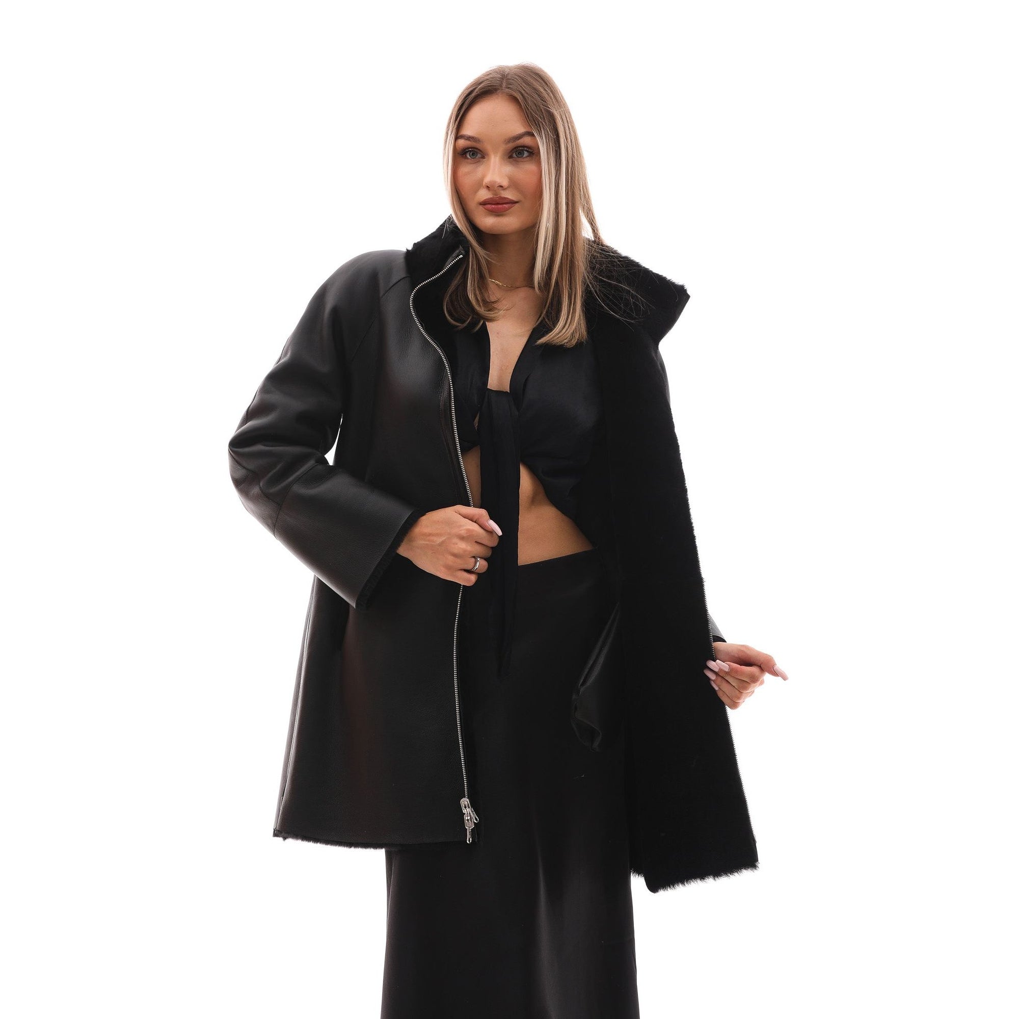 The Nyra Reversible Shearling Women Leather Jacket