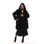 The Noctura Reversible Hooded Shearling Leather Jacket Black